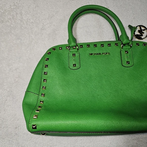 Michael Kors Green Studded Women's Bag - Picture 3 of 16